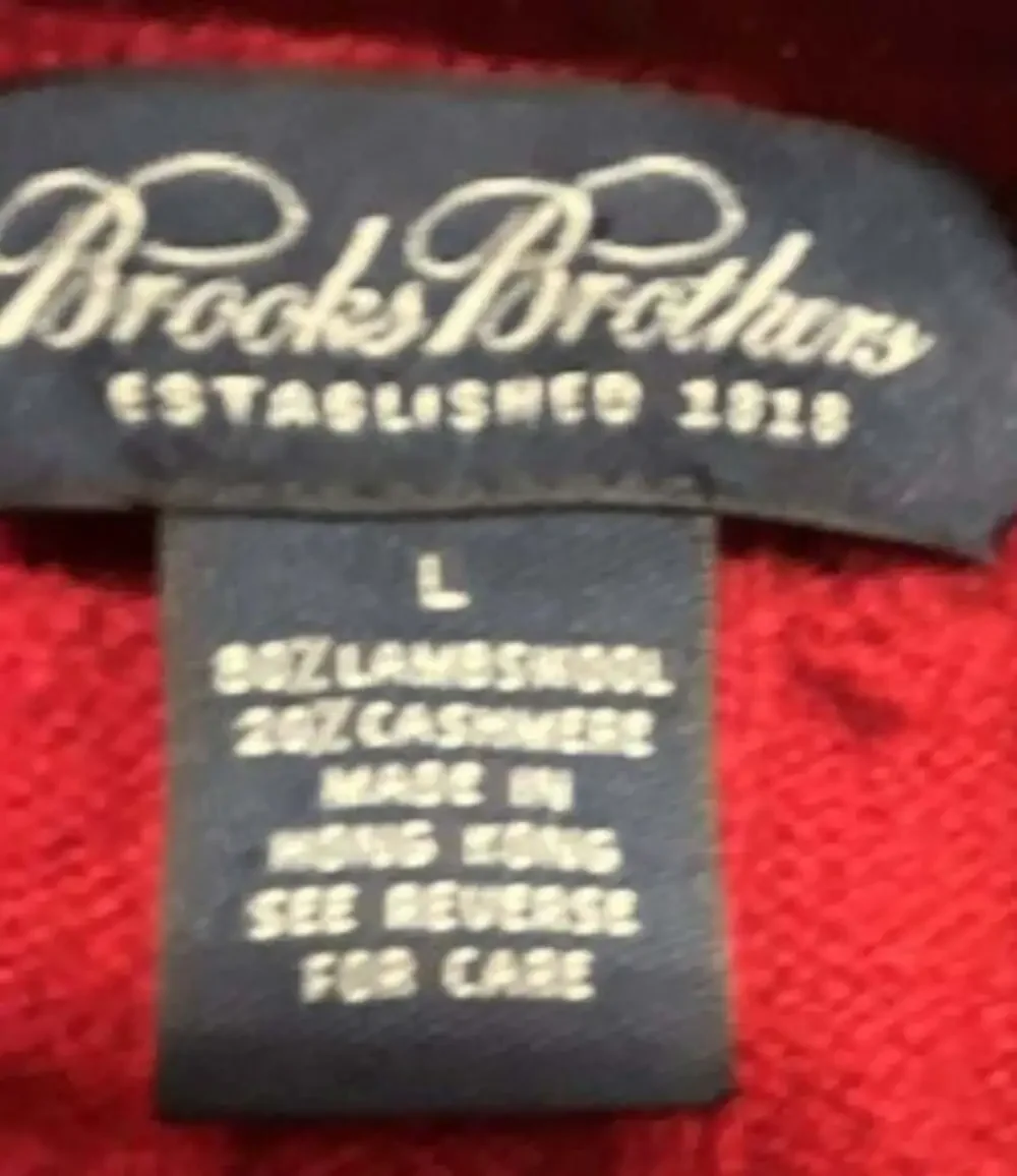 Brooks Brothers Cable Knit Crewneck Sweater Size L Red Lambswool Cashmere